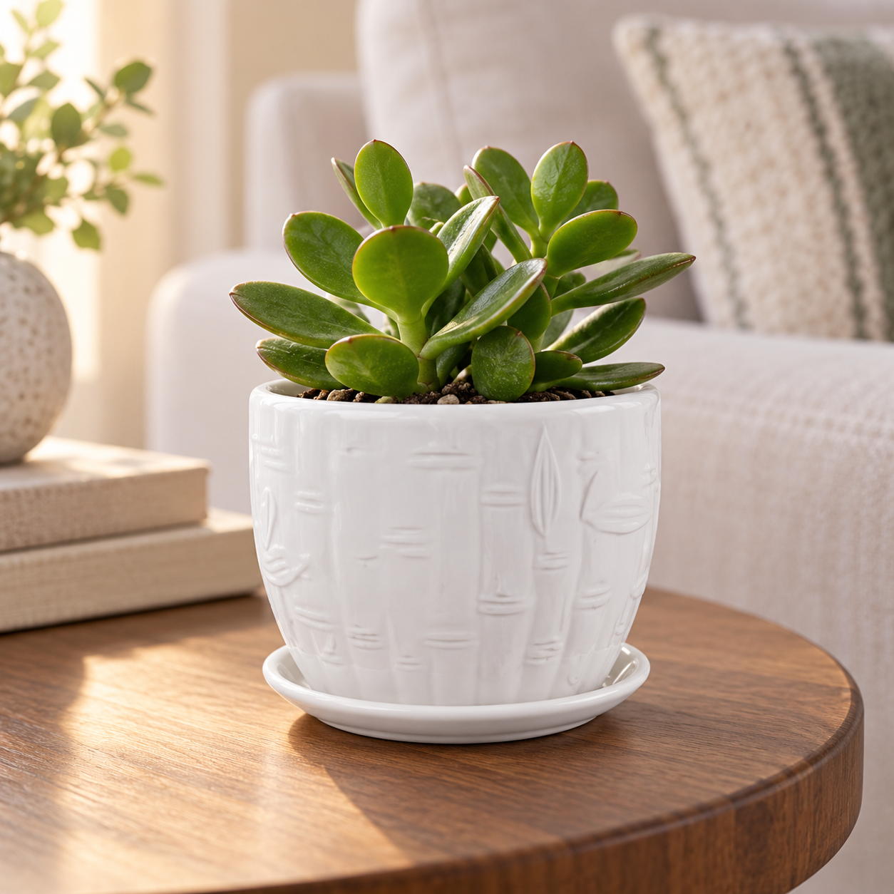 White Textured Ceramic Planter – Indoor Plant Pot